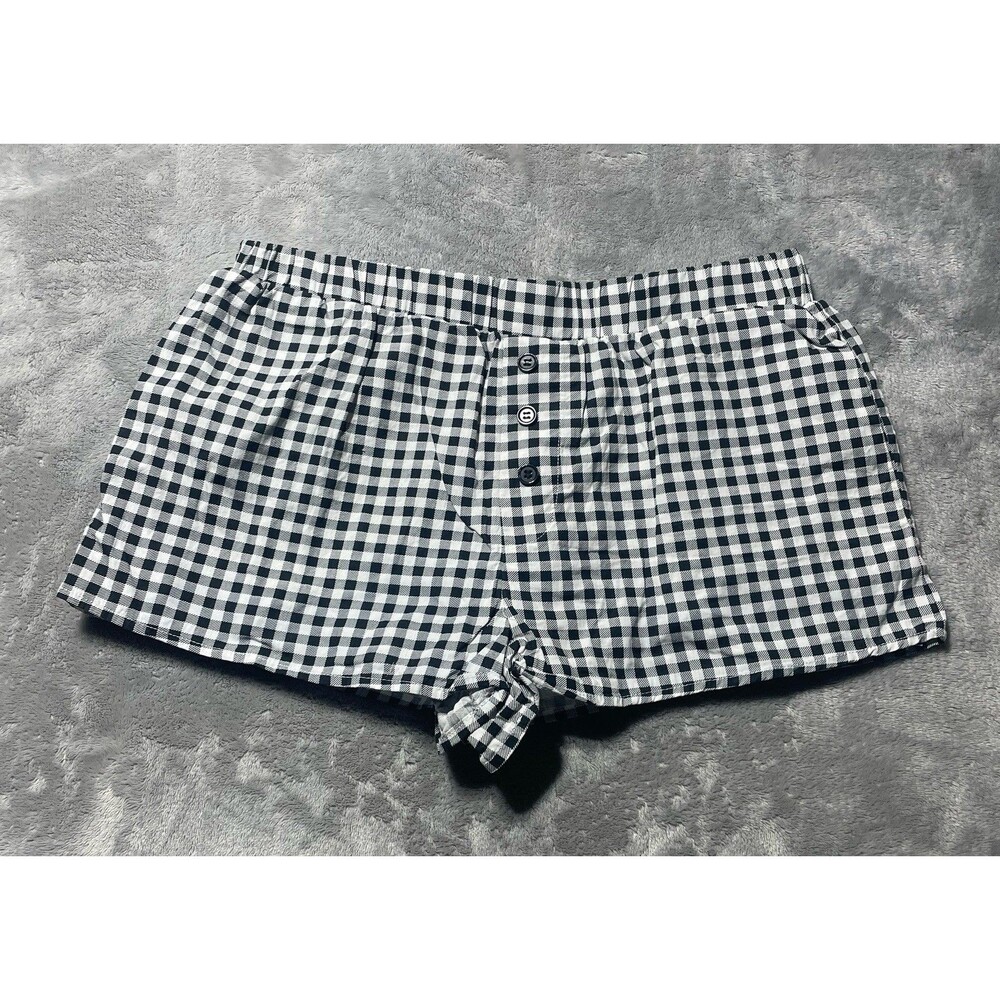 Forever 21 Cotton Gingham Checkered Plaid Shorts Black White Size Small